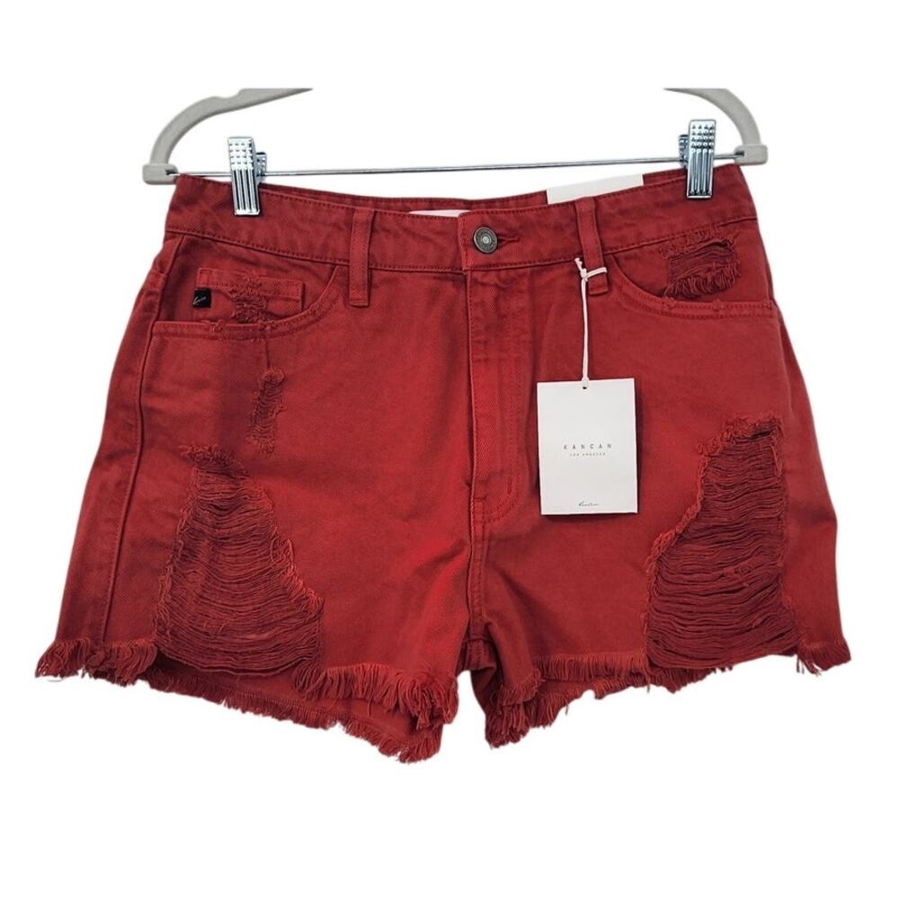 New NWT Kancan Mid Rise‎ Stella Shorts Red Size Large